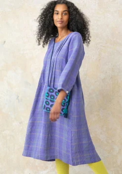 Outlet Gudrun Sjödén Kleid Lillian Aus Leinengewebe himmelblau-gemustert