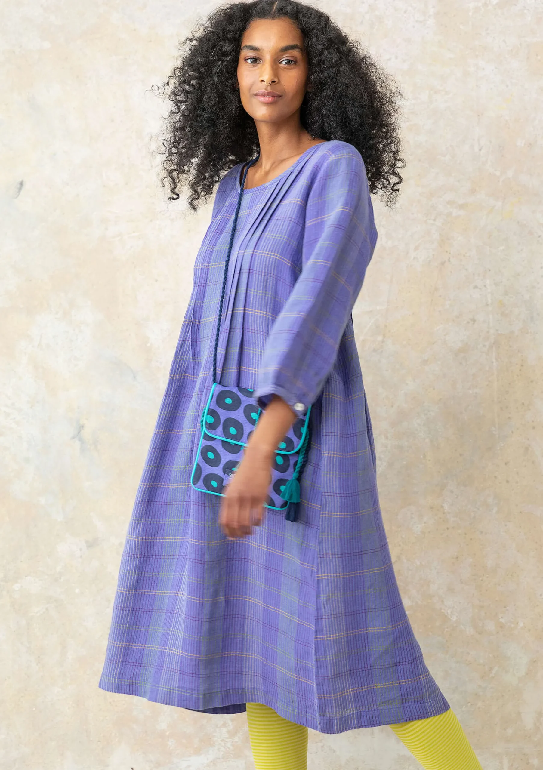 Outlet Gudrun Sjödén Kleid Lillian Aus Leinengewebe himmelblau-gemustert