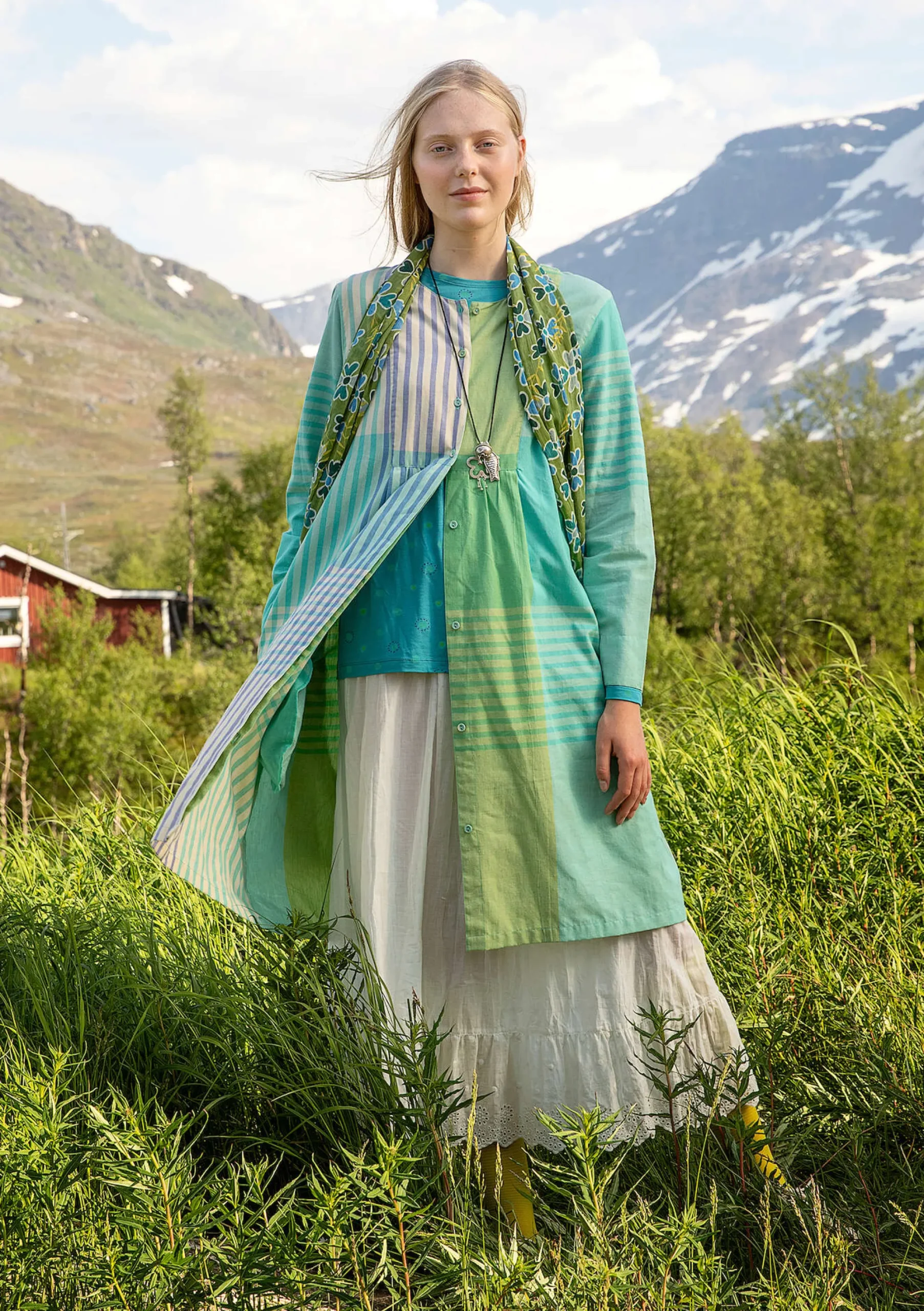 Hot Gudrun Sjödén Kleid Madras Aus Bio-Baumwollgewebe jade