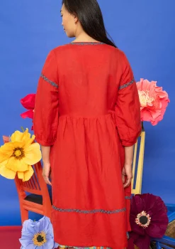 Discount Gudrun Sjödén Kleid Margit Aus Leinen/Modal-Gewebe papageienrot