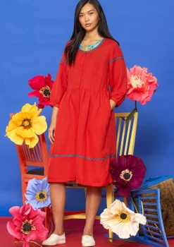 Discount Gudrun Sjödén Kleid Margit Aus Leinen/Modal-Gewebe papageienrot