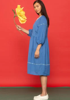 Discount Gudrun Sjödén Kleid Margit Aus Leinen/Modal-Gewebe eismeerblau