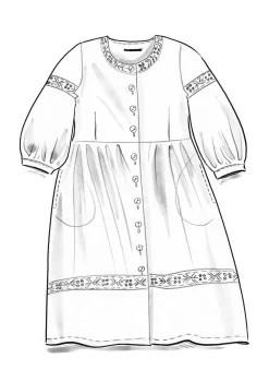 Discount Gudrun Sjödén Kleid Margit Aus Leinen/Modal-Gewebe eismeerblau