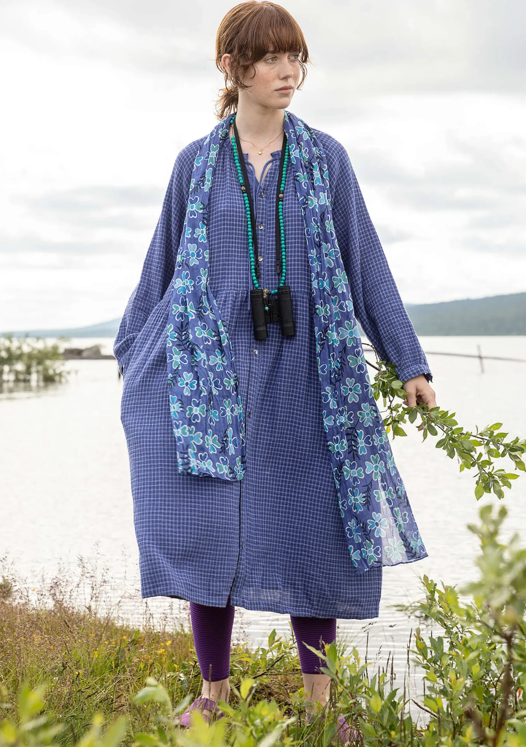 Sale Gudrun Sjödén Kleid Ottilia Aus Bio-Baumwollgewebe blauglöckchen
