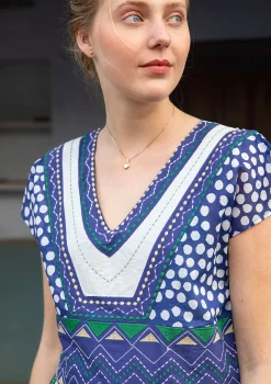 New Gudrun Sjödén Kleid Rosamunda Aus Baumwollgewebe tiefblau