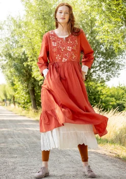 New Gudrun Sjödén Kleid Sahara Aus Bio-Baumwollgewebe ziegel