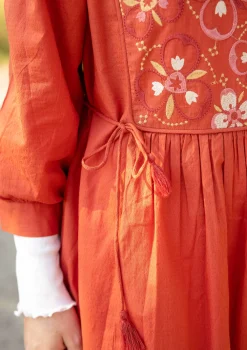 New Gudrun Sjödén Kleid Sahara Aus Bio-Baumwollgewebe ziegel