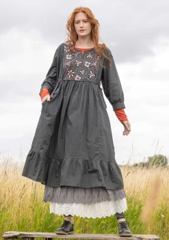 Sale Gudrun Sjödén Kleid Sahara Aus Bio-Baumwollgewebe dunkelaschgrau