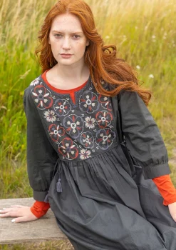 Sale Gudrun Sjödén Kleid Sahara Aus Bio-Baumwollgewebe dunkelaschgrau