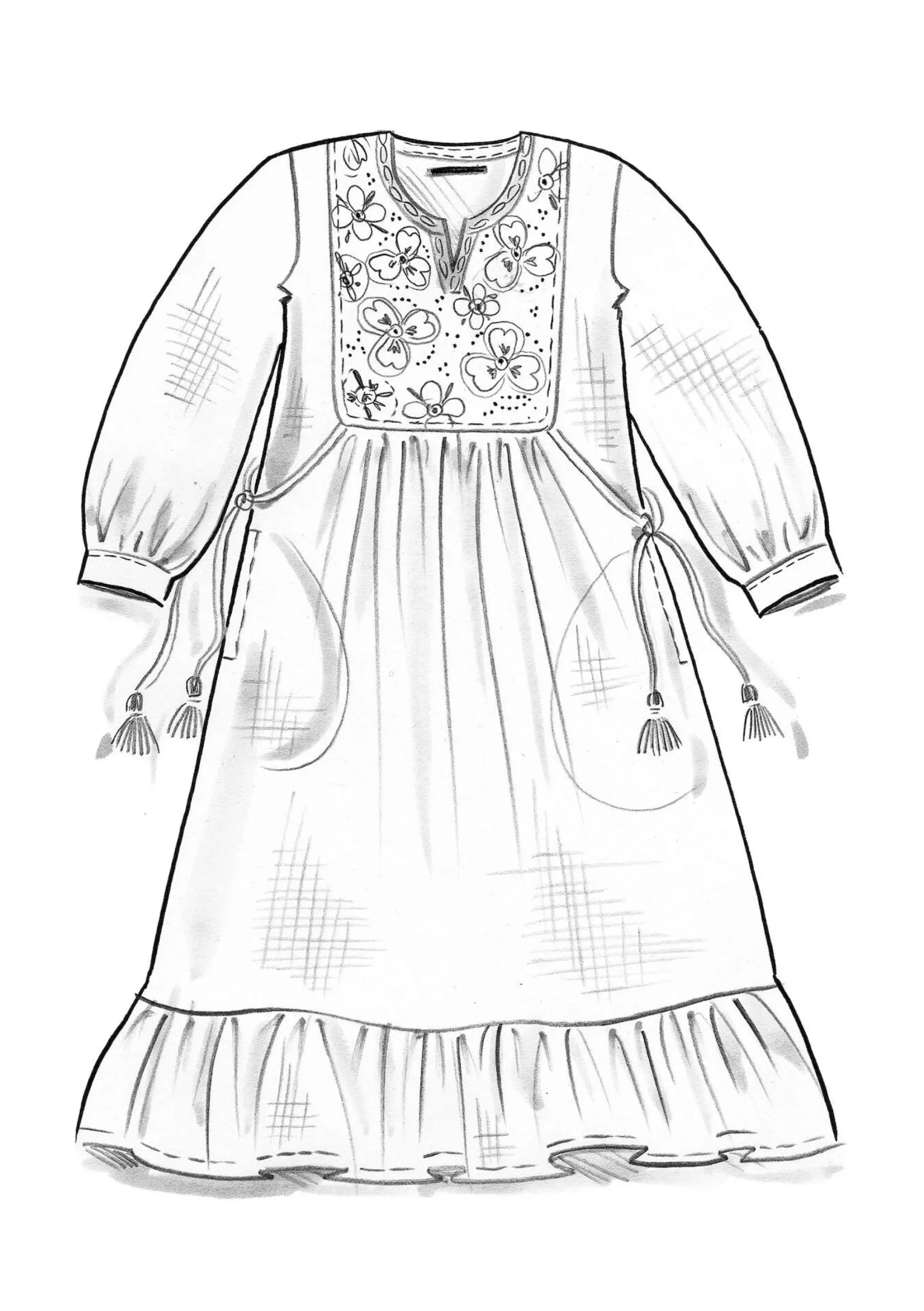 Sale Gudrun Sjödén Kleid Sahara Aus Bio-Baumwollgewebe dunkelaschgrau