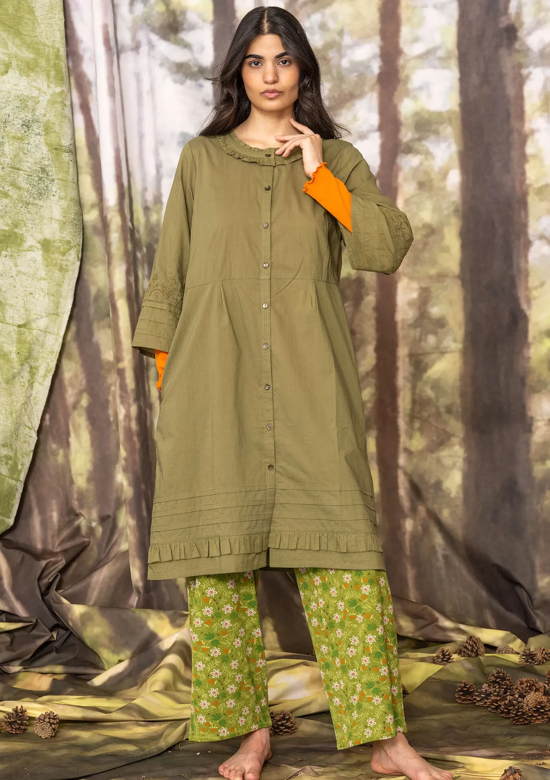Gudrun Sjödén Kleid Tjärn Aus Bio-Baumwollgewebe thuja