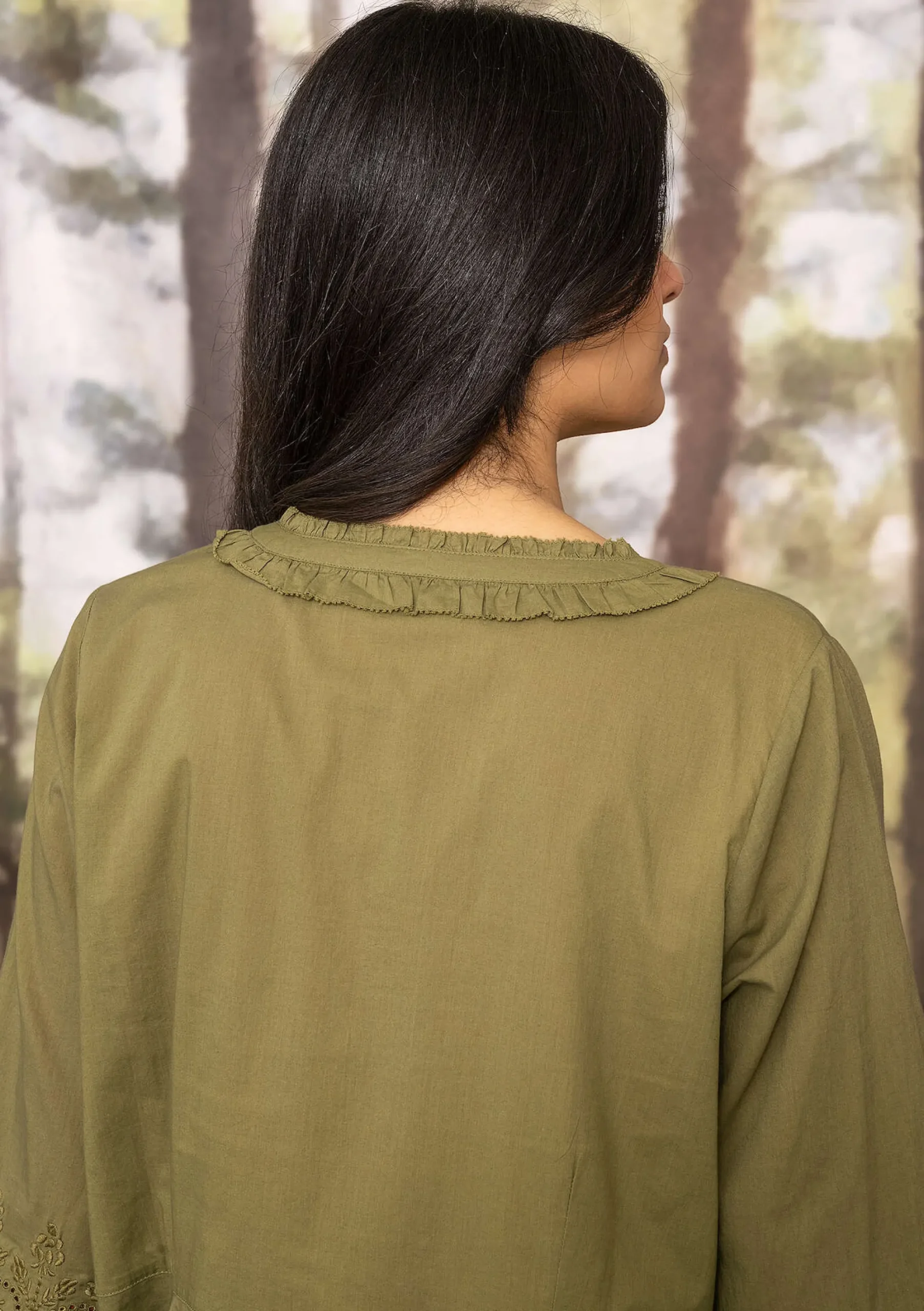Gudrun Sjödén Kleid Tjärn Aus Bio-Baumwollgewebe thuja