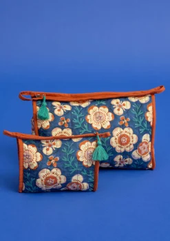 Discount Gudrun Sjödén Kosmetiktasche Petals Aus Bio-Baumwolle porzellanblau