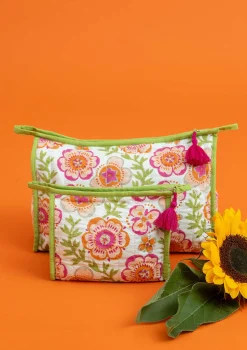Discount Gudrun Sjödén Kulturtasche Petals Aus Bio-Baumwolle waldgrün
