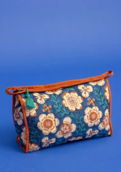 Sale Gudrun Sjödén Kulturtasche Petals Aus Bio-Baumwolle porzellanblau