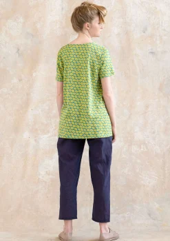 Outlet Gudrun Sjödén Kurzarmshirt Billie Aus Bio-Baumwolle/Modal aqua-gemustert