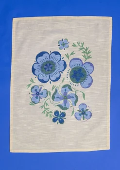 Hot Gudrun Sjödén Küchentuch Desert Bloom Aus Bio-Baumwolle leinenblau