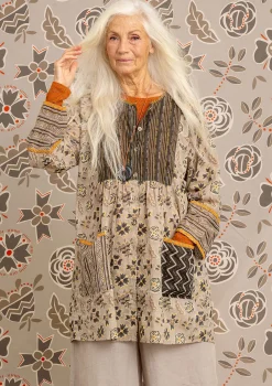 Outlet Gudrun Sjödén Künstlerbluse Amber Aus Bio-Baumwolle kalkstein