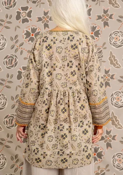 Outlet Gudrun Sjödén Künstlerbluse Amber Aus Bio-Baumwolle kalkstein