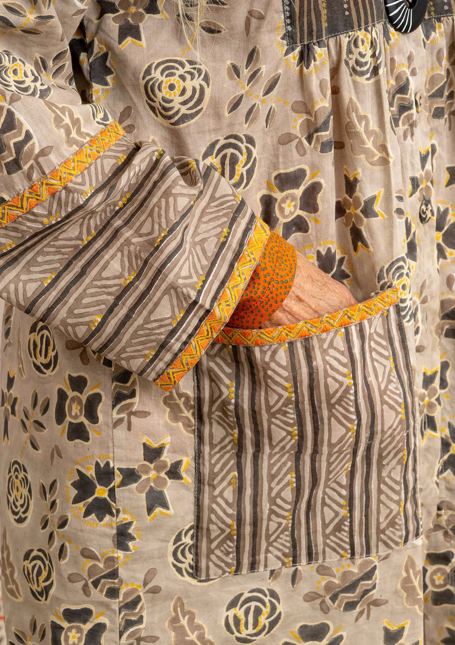 Outlet Gudrun Sjödén Künstlerbluse Amber Aus Bio-Baumwolle kalkstein