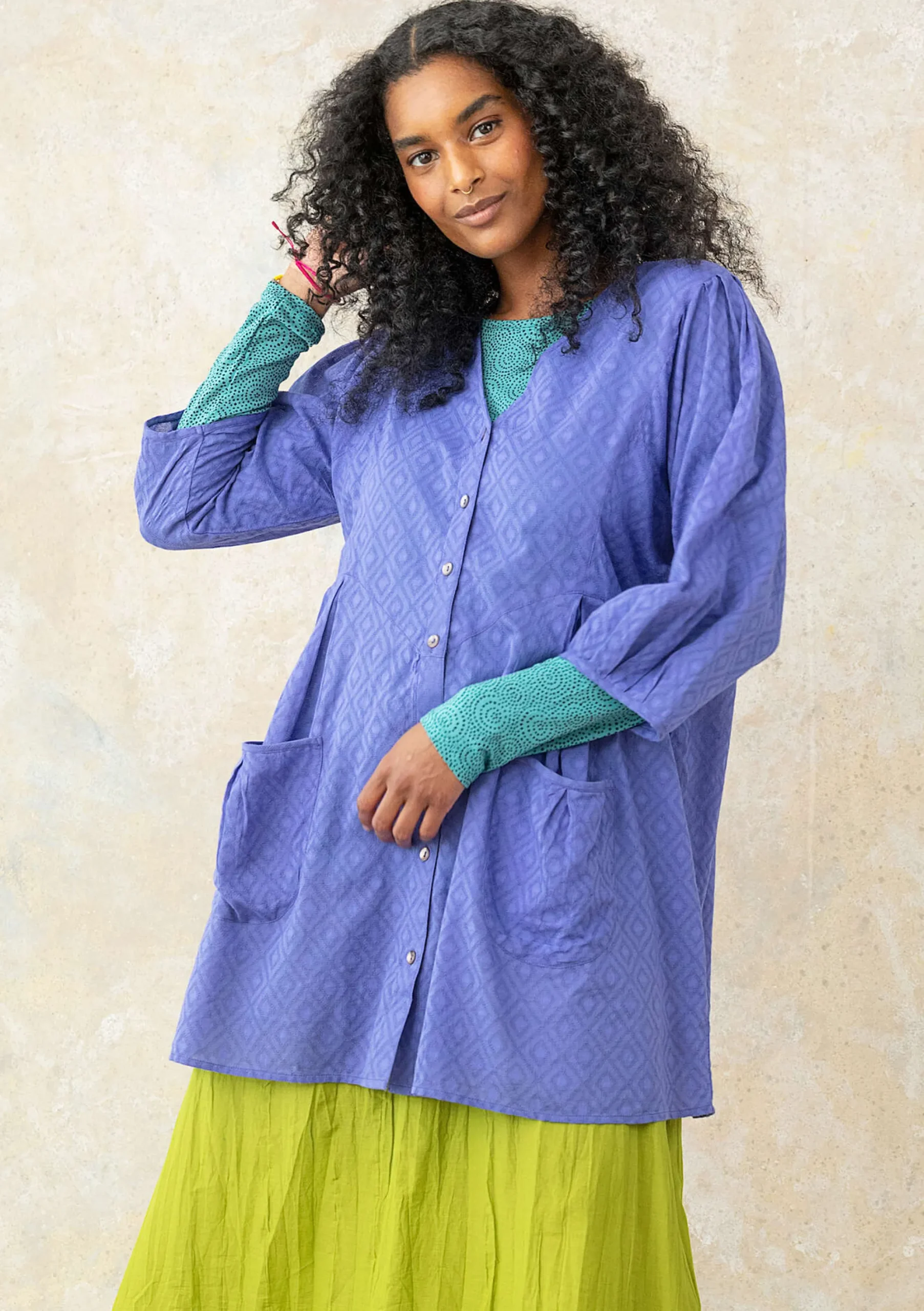 Sale Gudrun Sjödén Künstlerbluse Aus Bio-Baumwollgewebe himmelblau