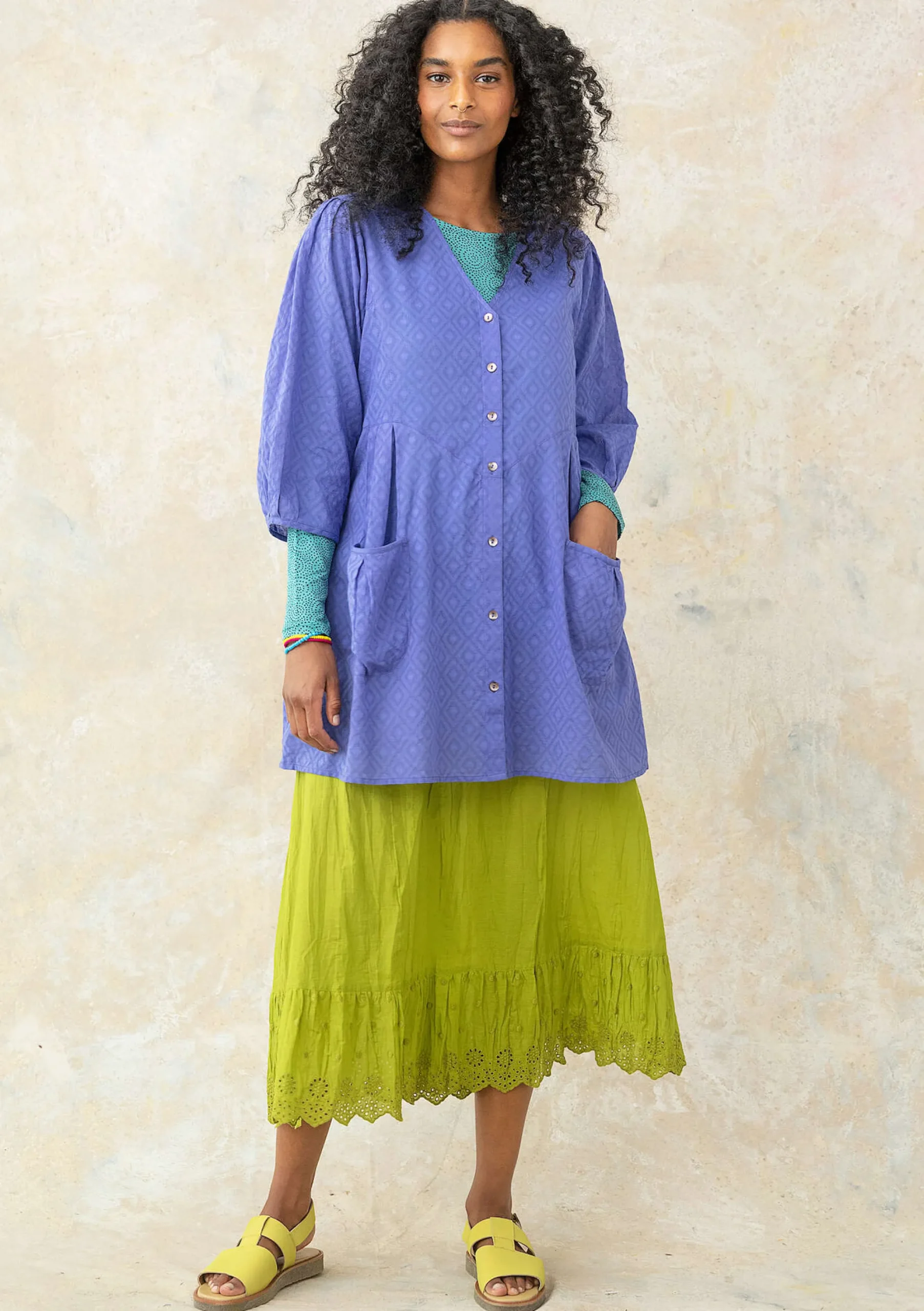 Sale Gudrun Sjödén Künstlerbluse Aus Bio-Baumwollgewebe himmelblau