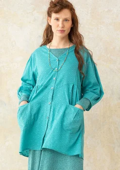 New Gudrun Sjödén Künstlerbluse Aus Bio-Baumwollgewebe aqua