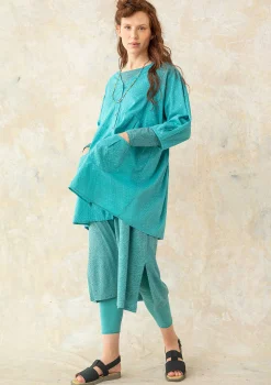 New Gudrun Sjödén Künstlerbluse Aus Bio-Baumwollgewebe aqua