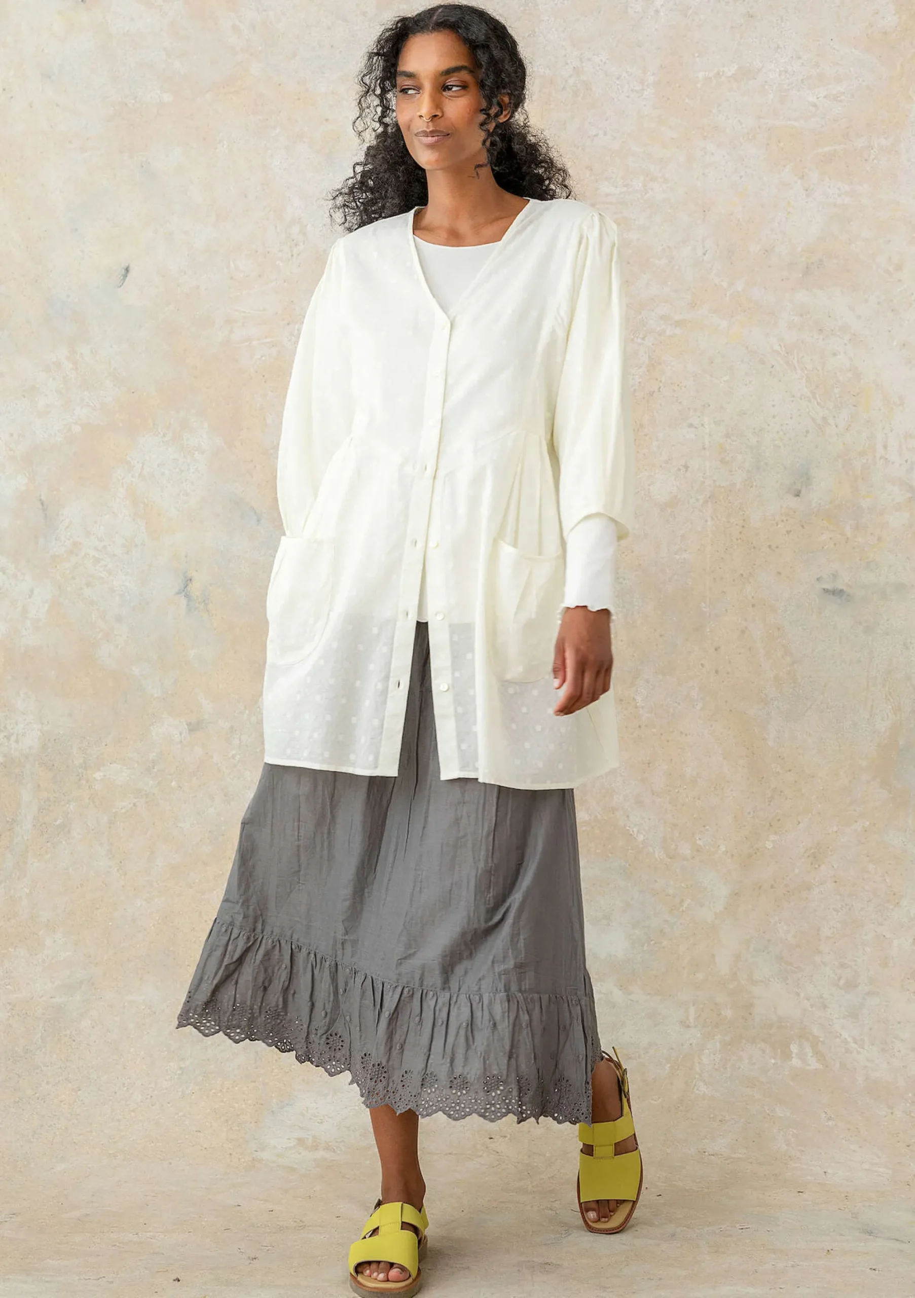Outlet Gudrun Sjödén Künstlerbluse Aus Bio-Baumwollgewebe ungebleicht