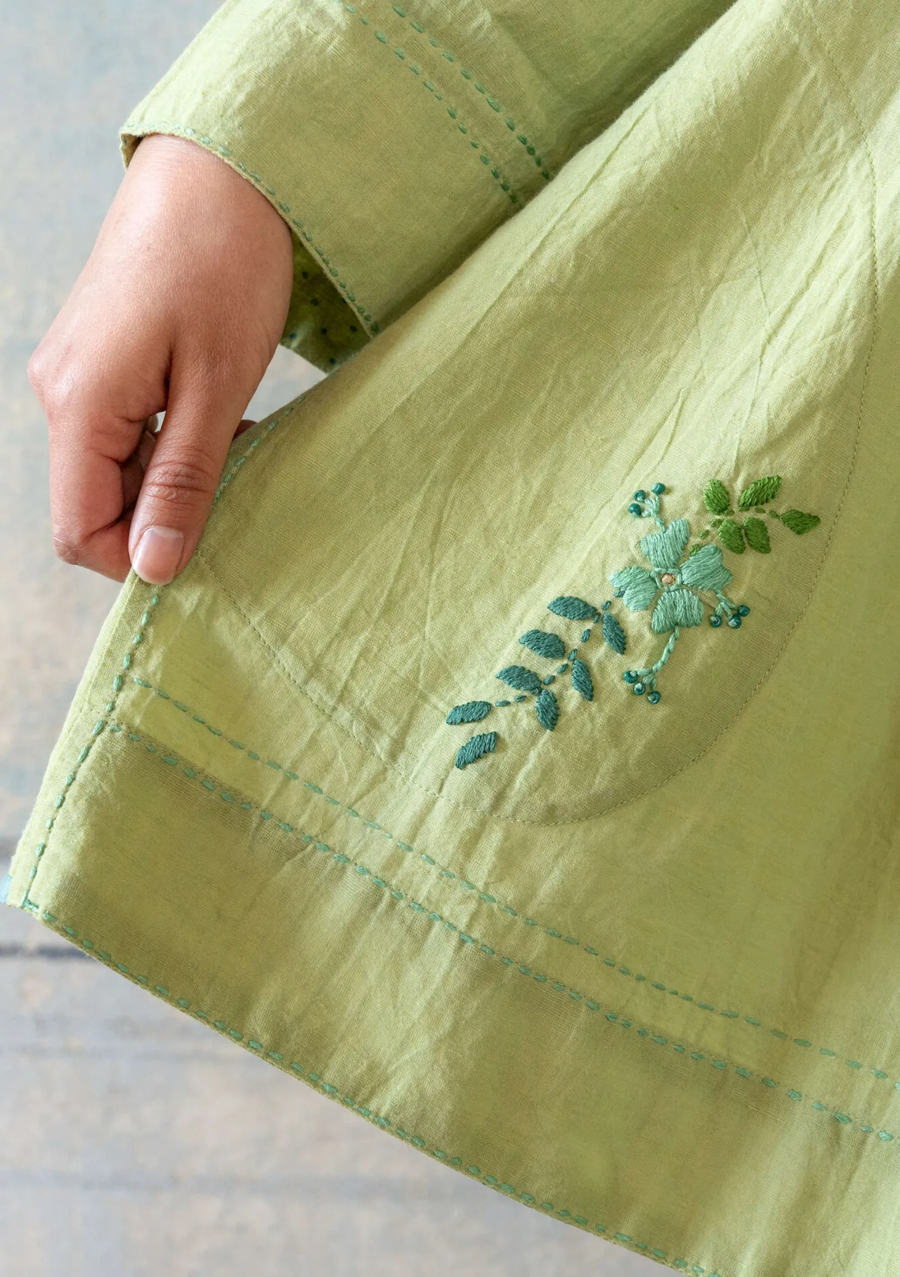 Clearance Gudrun Sjödén Künstlerbluse Shimla Aus Bio-Baumwolle/Leinen pistazie