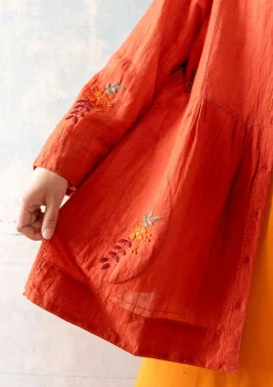 Discount Gudrun Sjödén Künstlerbluse Shimla Aus Bio-Baumwolle/Leinen kupfer