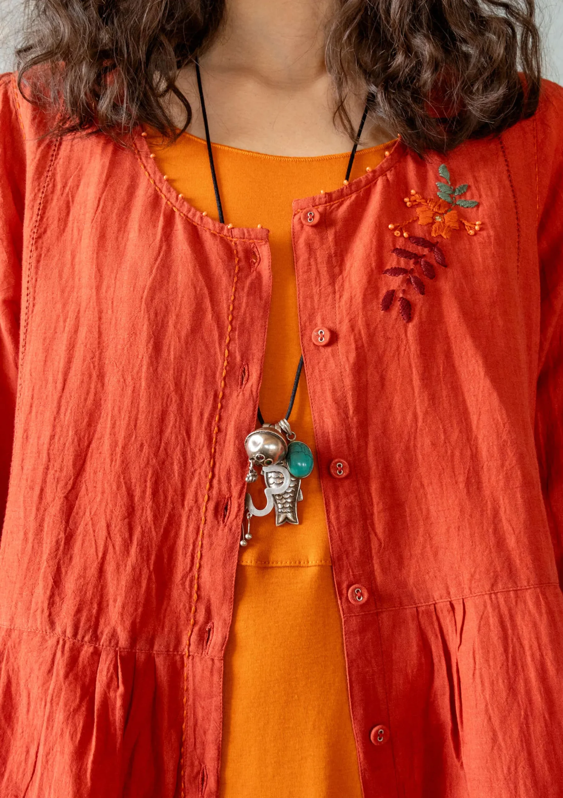 Discount Gudrun Sjödén Künstlerbluse Shimla Aus Bio-Baumwolle/Leinen kupfer