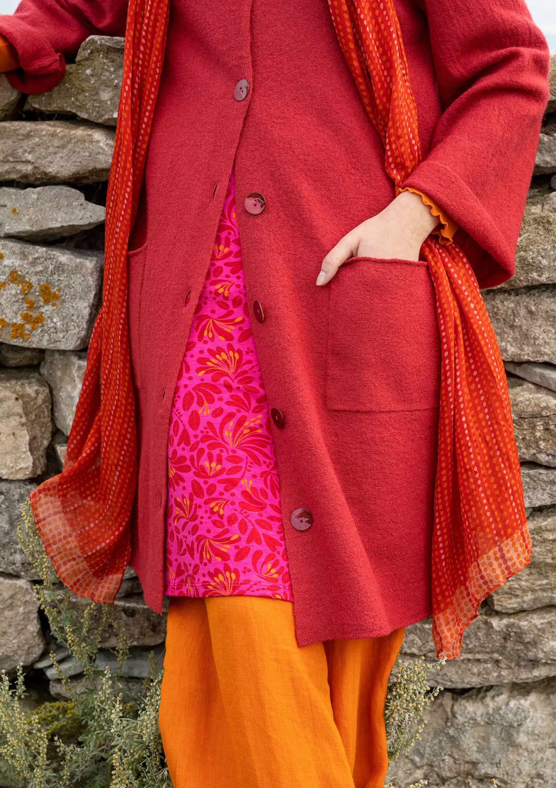 Sale Gudrun Sjödén Langstrickjacke Aus Gefilzter Bio-Wolle rosenholz