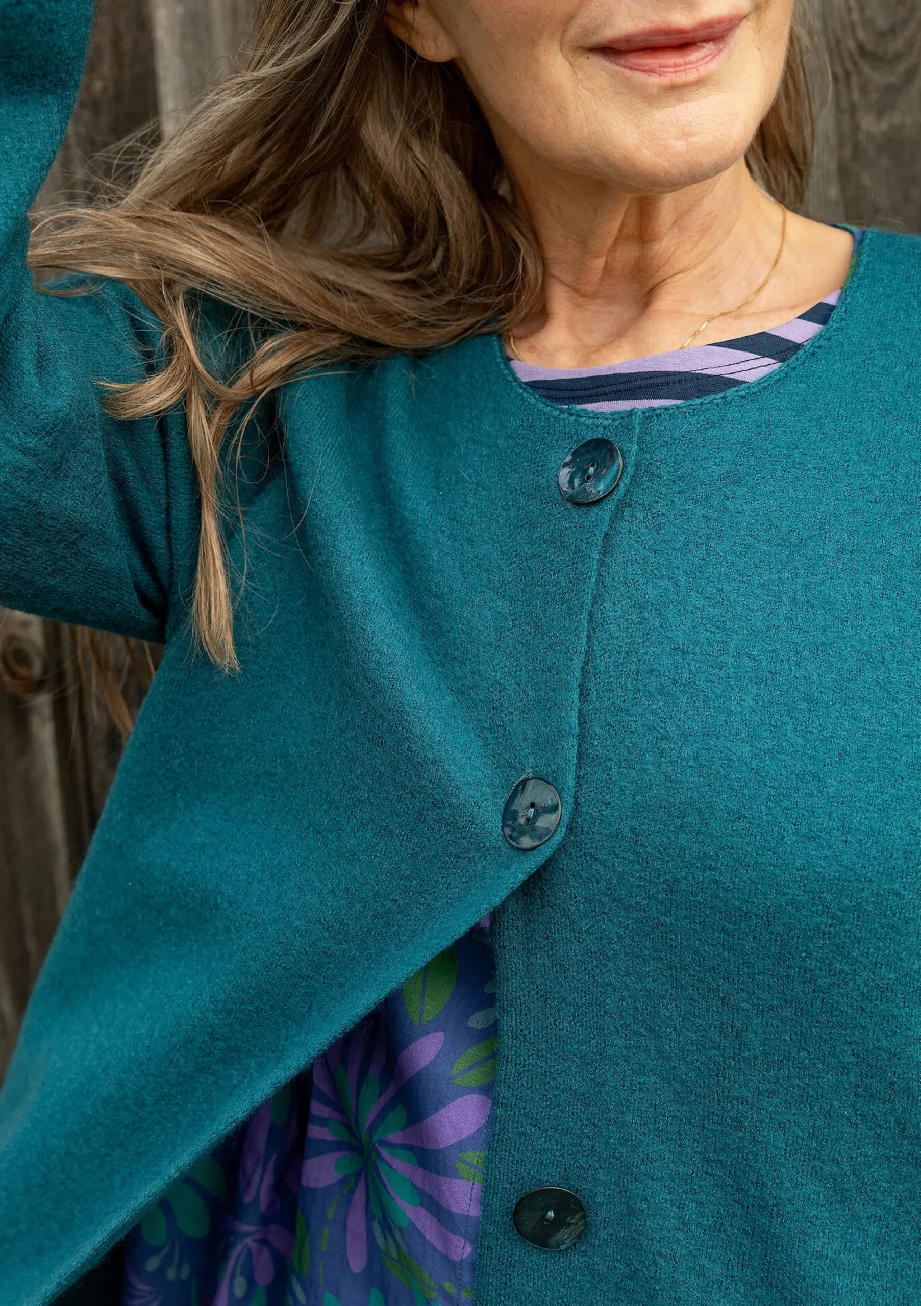 Sale Gudrun Sjödén Langstrickjacke Aus Gefilzter Bio-Wolle petrol