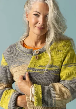 Clearance Gudrun Sjödén Langstrickjacke Ella Aus Wolle/Bio-Baumwolle hafer