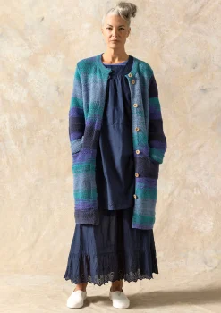 Gudrun Sjödén Langstrickjacke Ella Aus Wolle/Bio-Baumwolle himmelblau