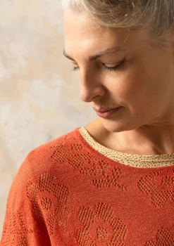New Gudrun Sjödén Pointelle-Pullover Aus Leinen/Recycling-Leinen ziegel