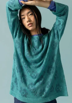 Online Gudrun Sjödén Pointelle-Pullover Aus Leinen/Recycling-Leinen aqua