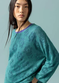 Online Gudrun Sjödén Pointelle-Pullover Aus Leinen/Recycling-Leinen aqua
