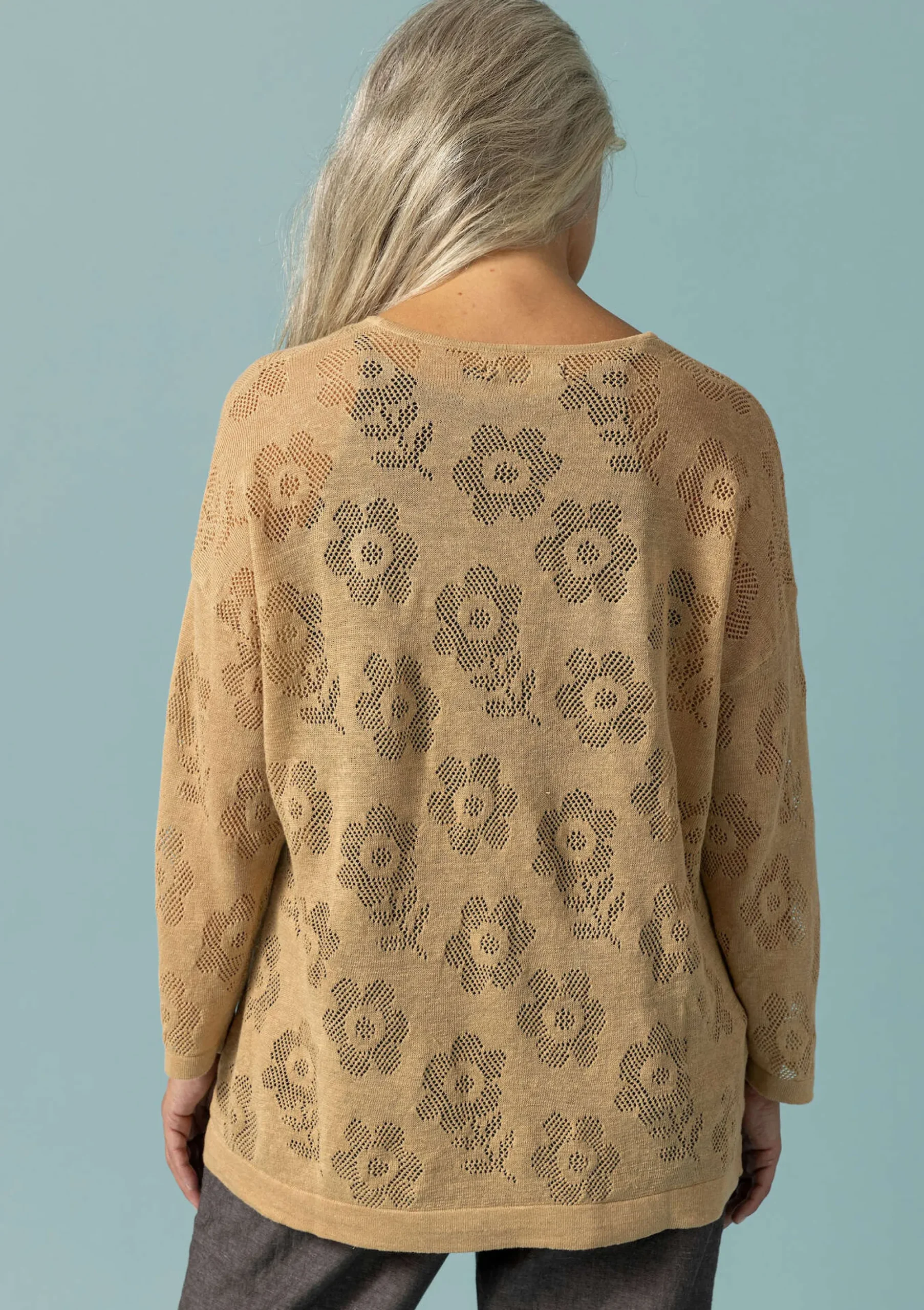 Hot Gudrun Sjödén Pointelle-Pullover Aus Leinen/Recycling-Leinen hafer