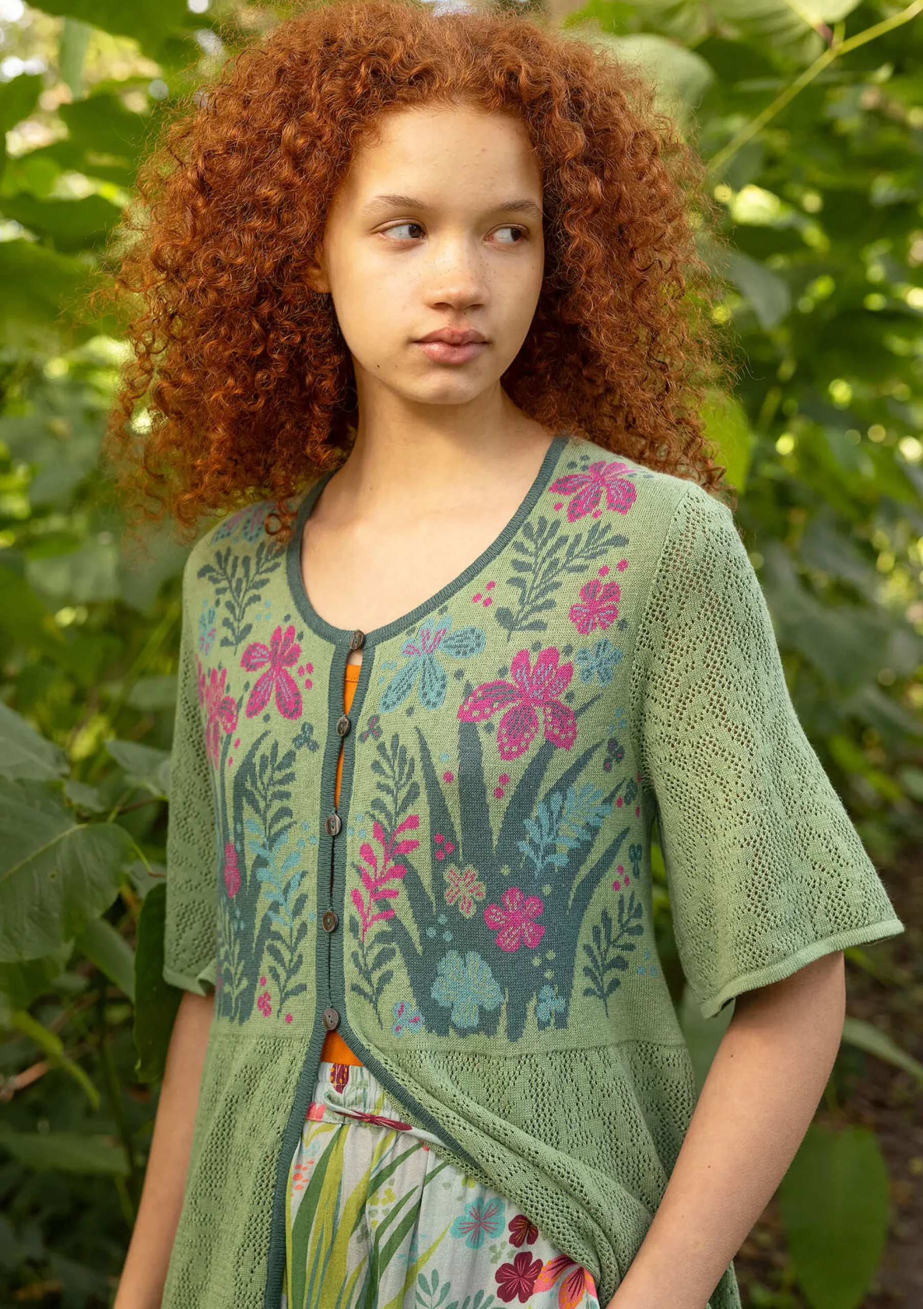 Discount Gudrun Sjödén Pointelle-Strickjacke Iris Aus Leinen/Recycling-Baumwolle staubgrün
