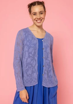 Clearance Gudrun Sjödén Pointelle-Strickjacke Luisa Aus Leinen/Recycling-Baumwolle dunkellavendel