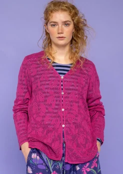 Clearance Gudrun Sjödén Pointelle-Strickjacke Luisa Aus Leinen/Recycling-Baumwolle orchideenrosa