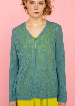 Sale Gudrun Sjödén Pointelle-Strickjacke Luisa Aus Leinen/Recycling-Baumwolle aqua