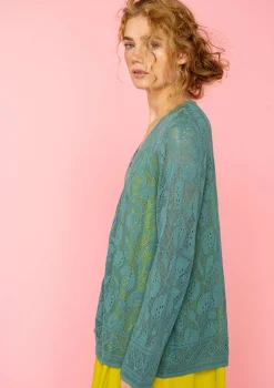 Sale Gudrun Sjödén Pointelle-Strickjacke Luisa Aus Leinen/Recycling-Baumwolle aqua