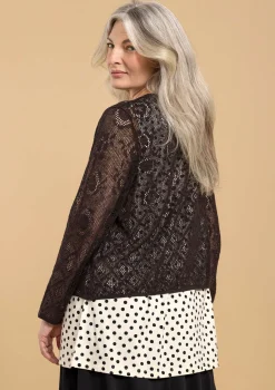 Clearance Gudrun Sjödén Pointelle-Strickjacke Pezenas Aus Leinen/Recycling-Baumwolle espresso