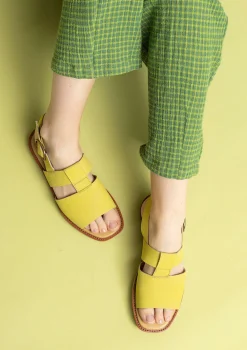 Gudrun Sjödén Sandalen Aus Nubukleder limettengrün
