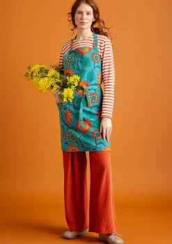 Hot Gudrun Sjödén Schürze Sunflower Aus Bio-Baumwolle/Leinen türkis
