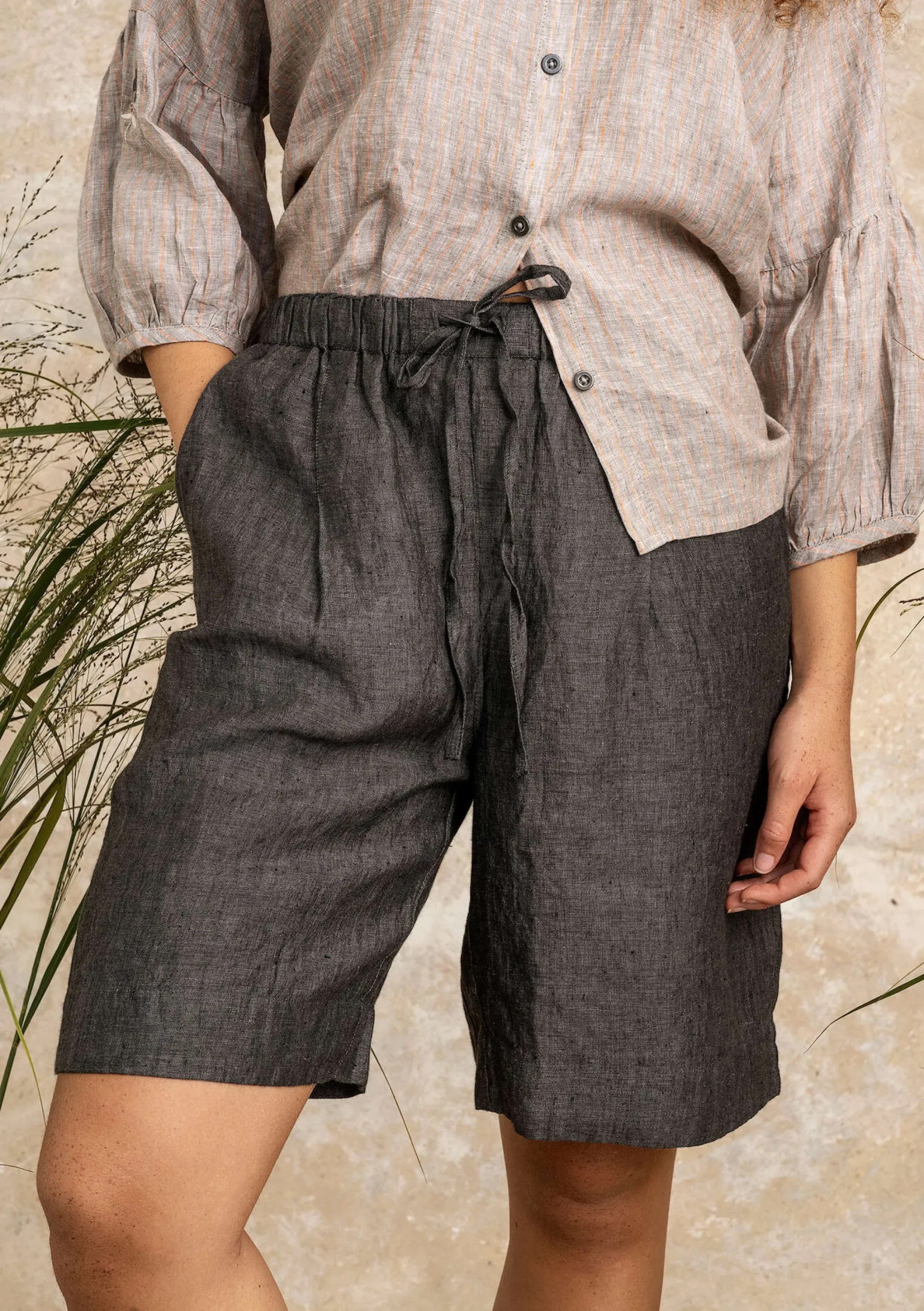 Hot Gudrun Sjödén Shorts Aus Leinengewebe schwarz