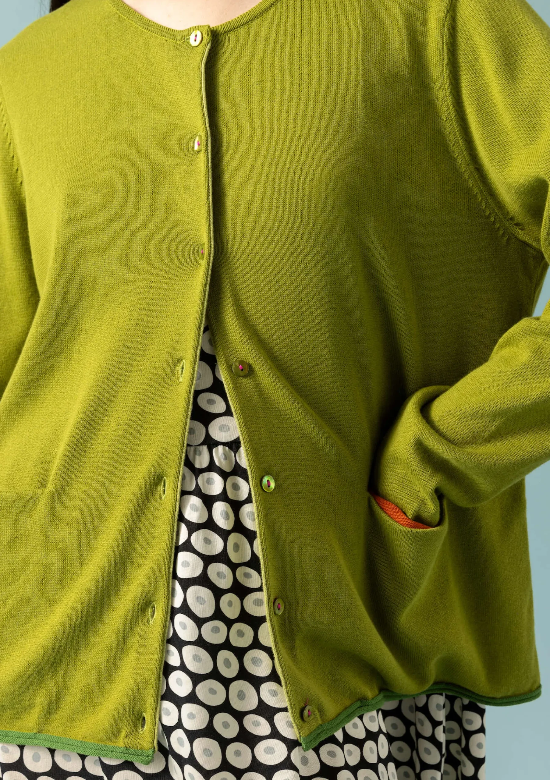 Outlet Gudrun Sjödén Strickjacke Aus Bio-/Recycling-Baumwolle hellkräutergrün